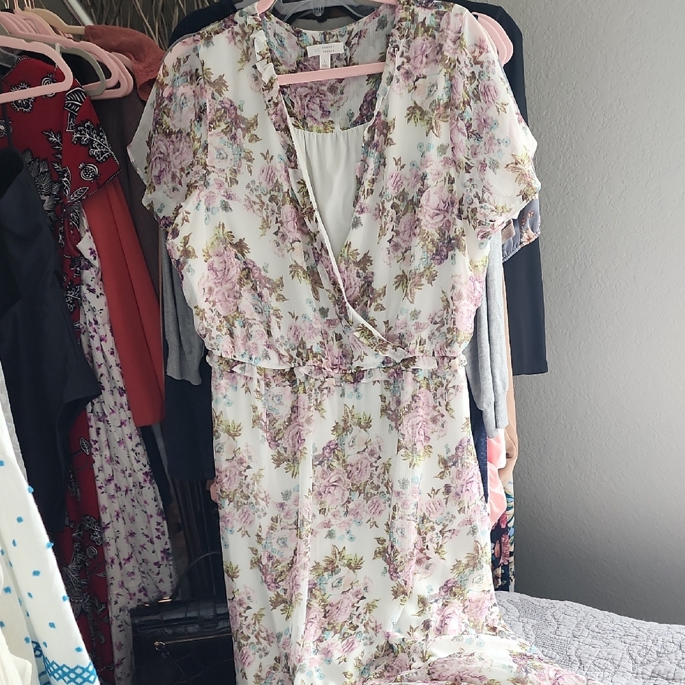 LC Lauren Conrad Floral Maxi Dress in Pink and White